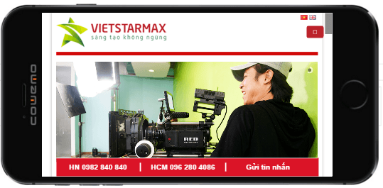 Website Vietstarmax thiết kế cho mobile