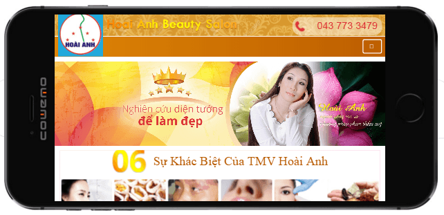 Website thammyhoaianh thiết kế cho di động