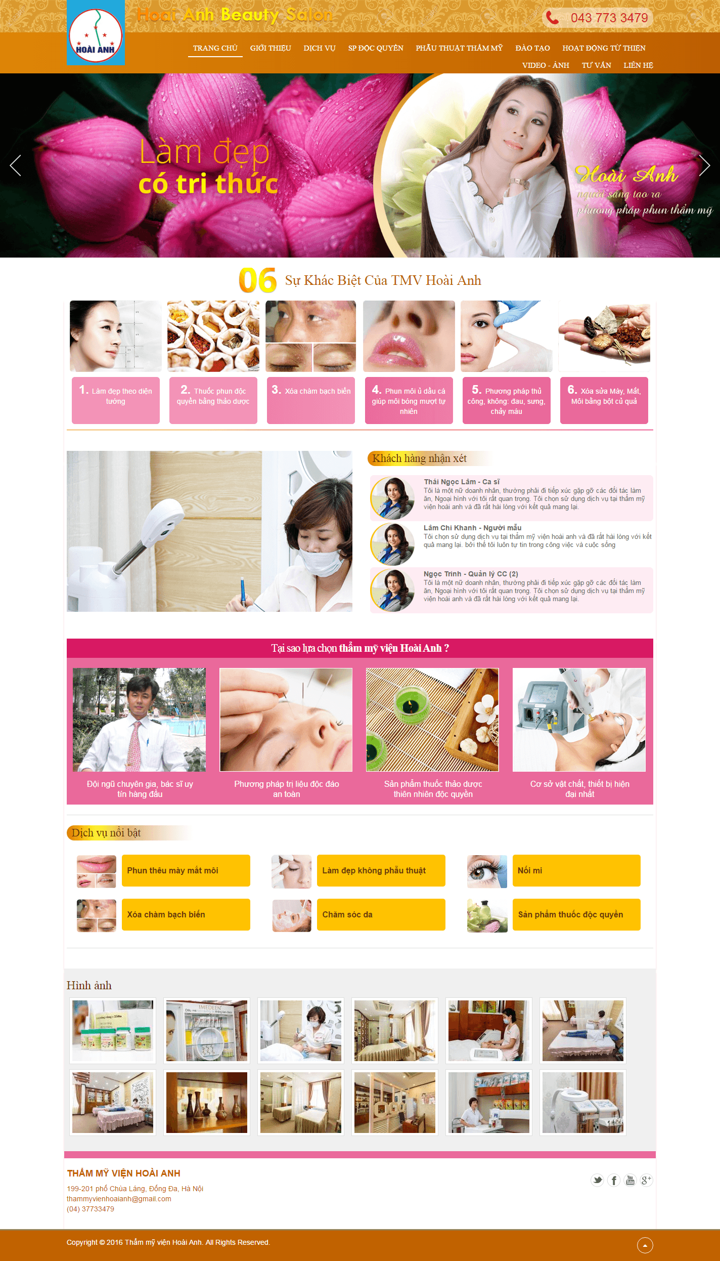 Thiết kế website thammyhoaianh