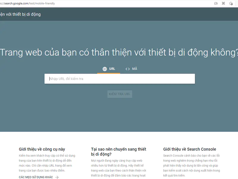 Công cụ kiểm tra tính thân thiện di động cho website của Google